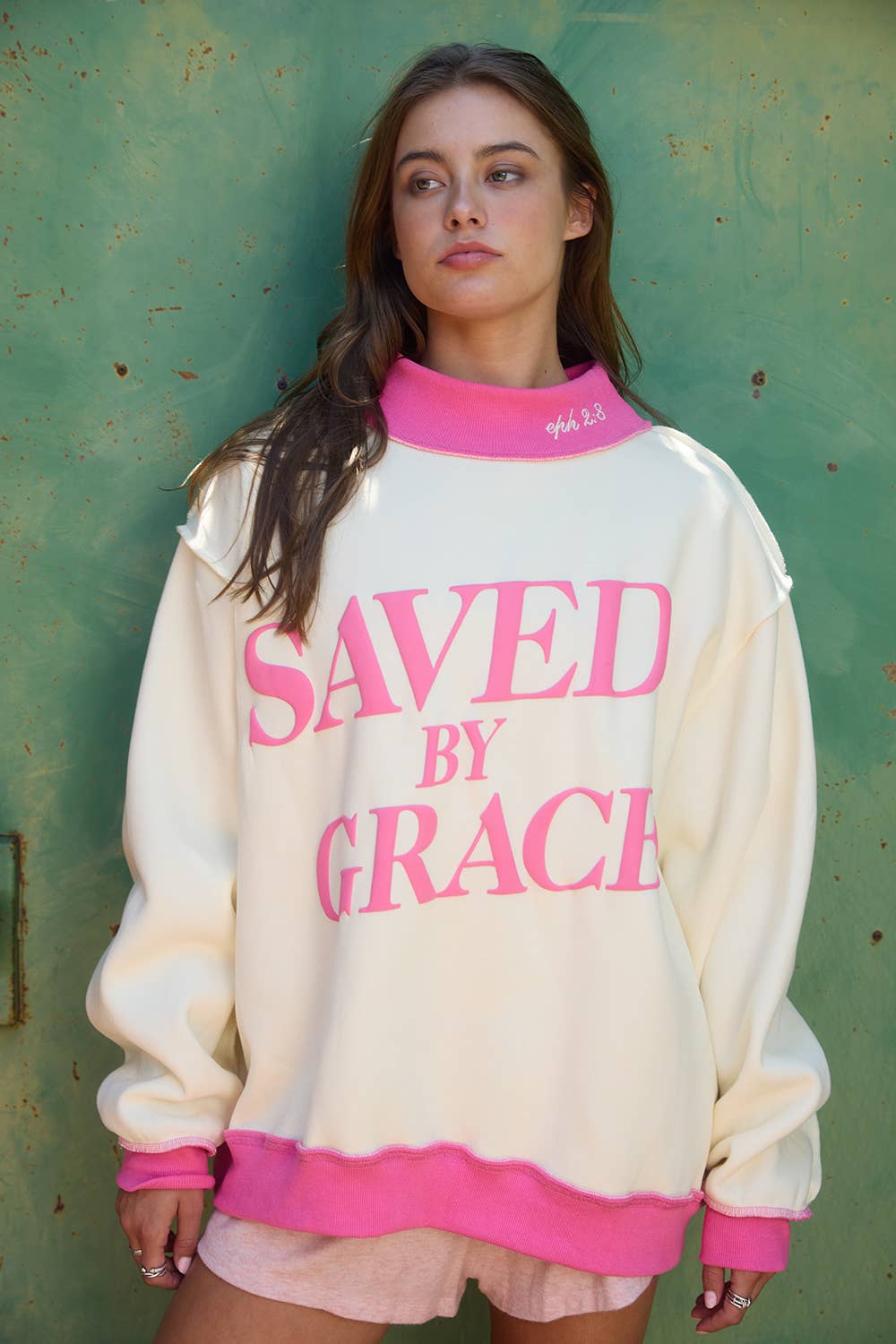 Saved by Grace Puff Print Sweatshirt