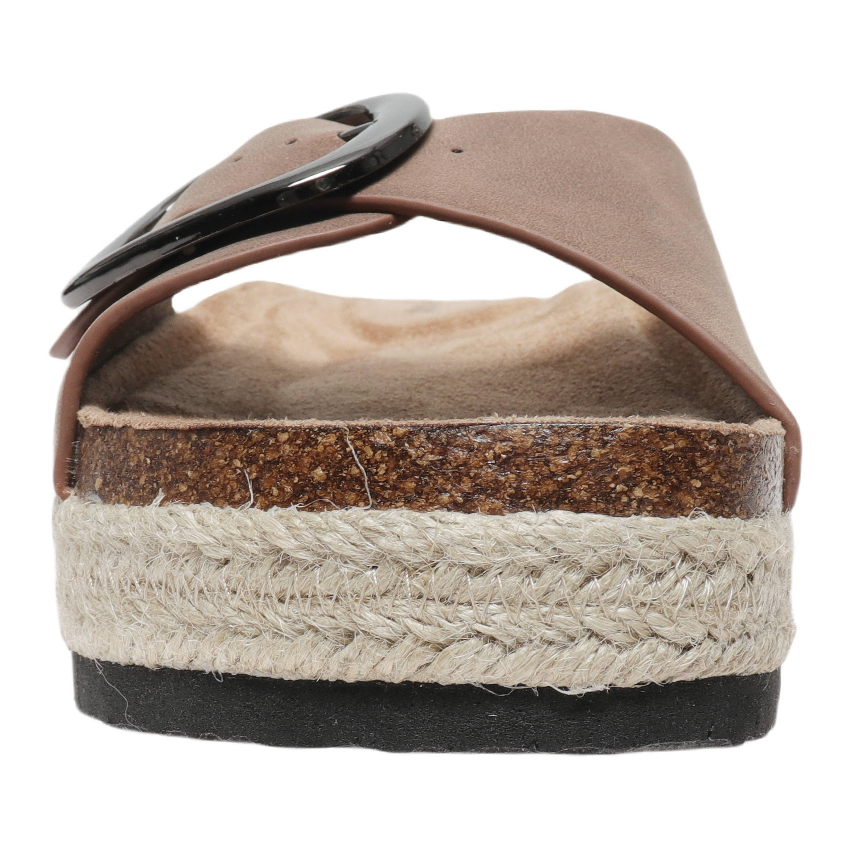 Brown slip ons with large buckle