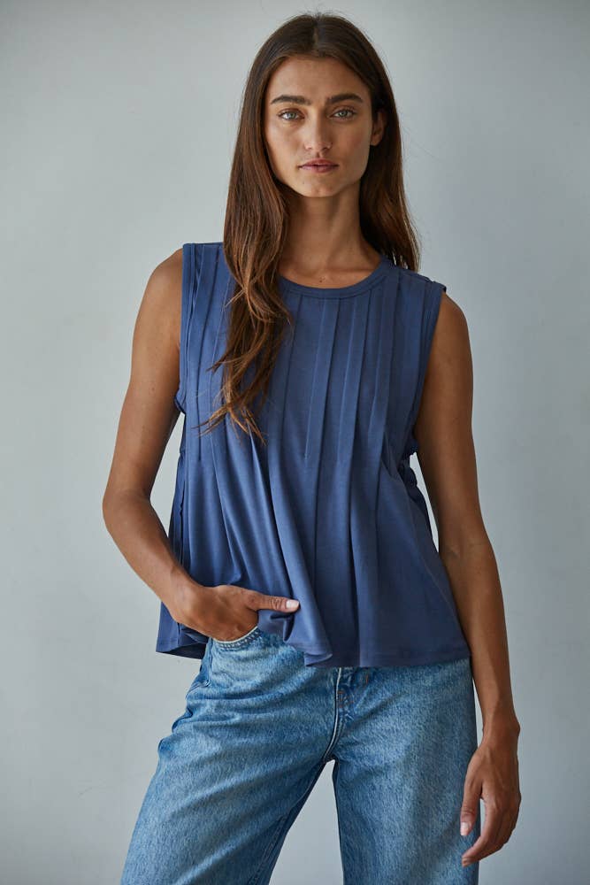 Midnight Blue Flowy Tank