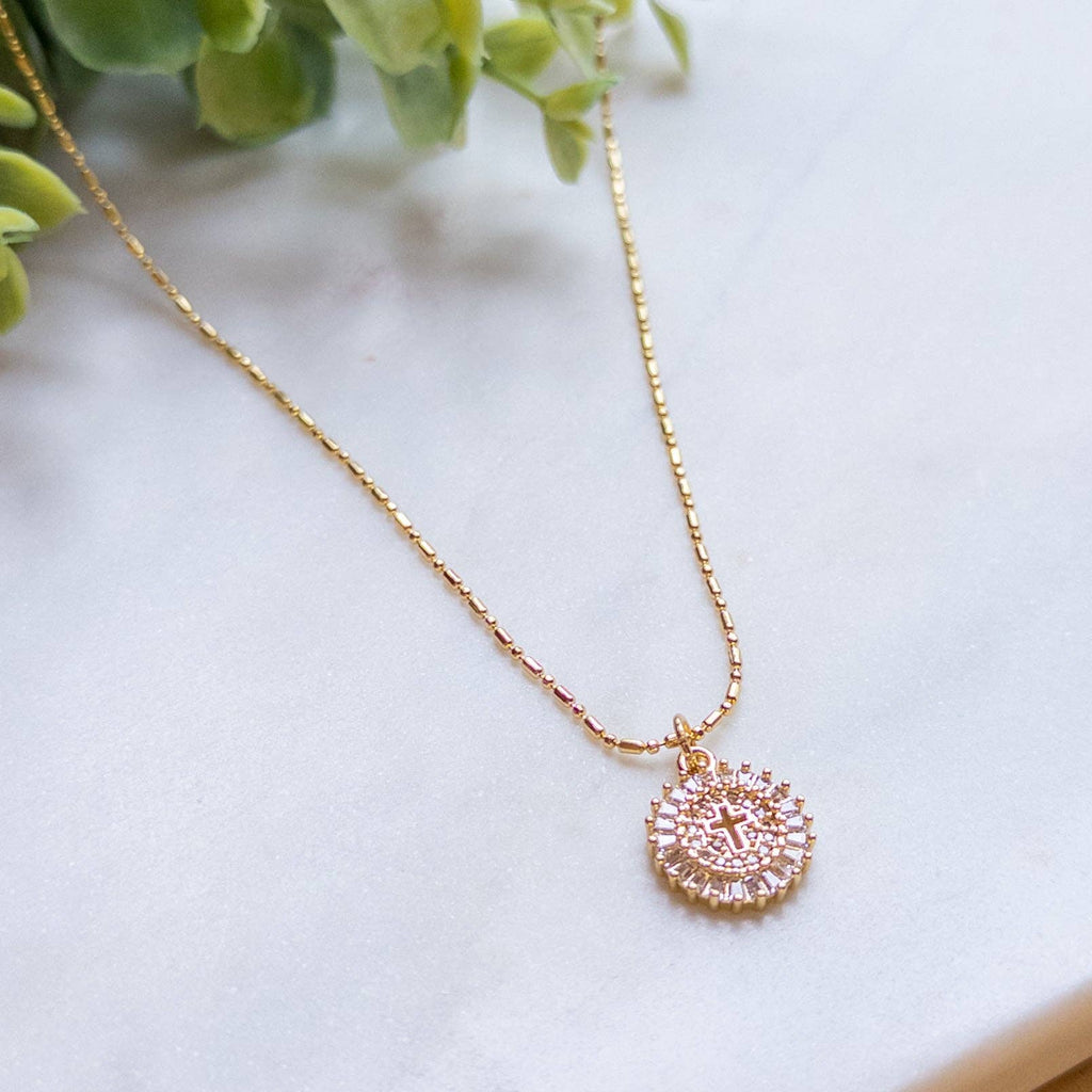 Circle Cross Charm Necklace