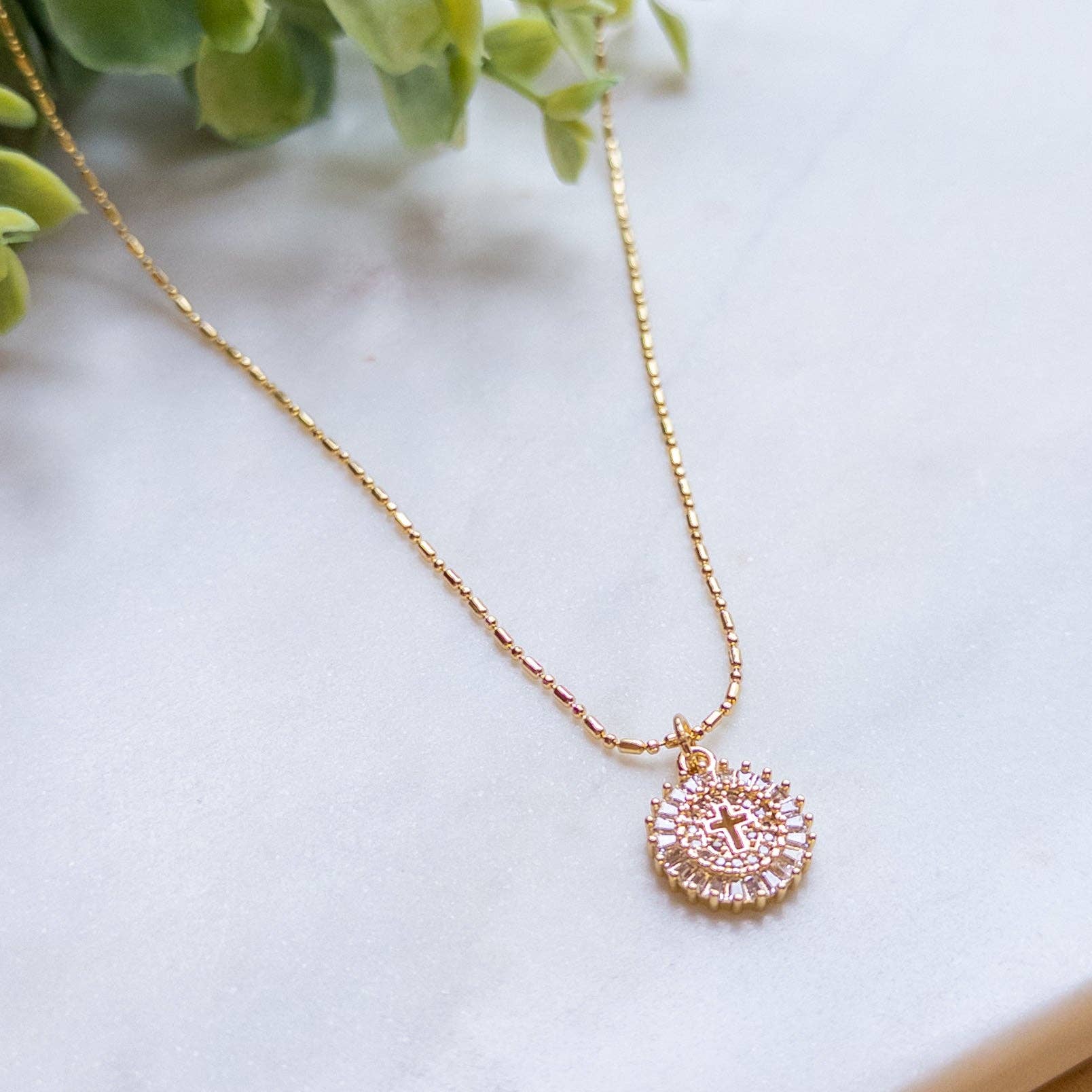 Circle Cross Charm Necklace