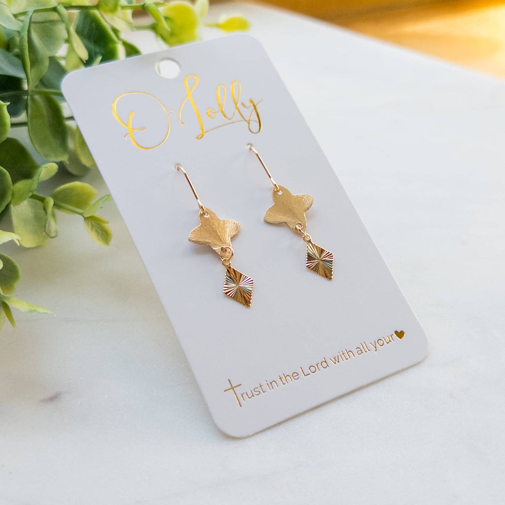 Gold Connector w/Textured Diamond earrings