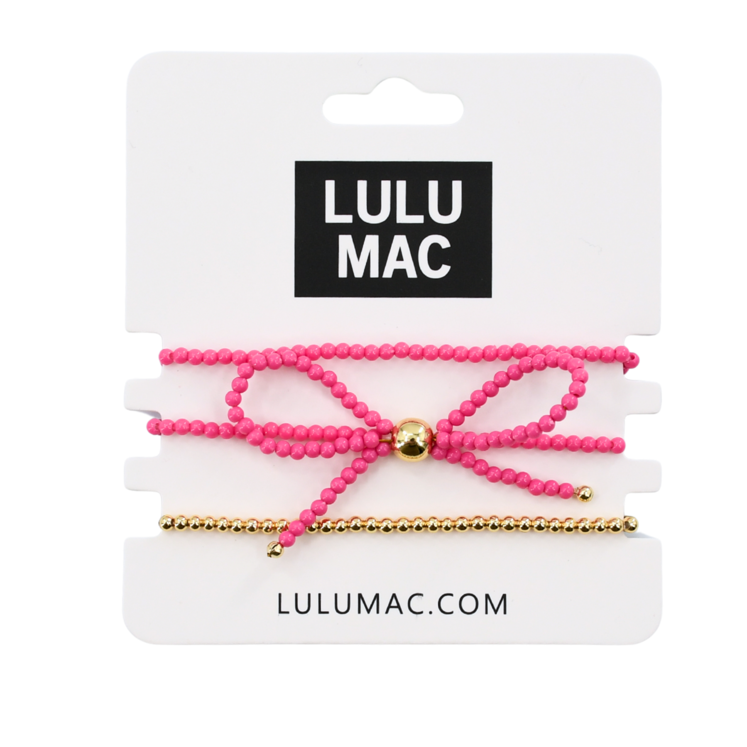 Lulu Mac Bow Bracelet Set- Hot Pink