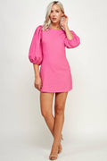 PUFF SLEEVES PINK DRESS