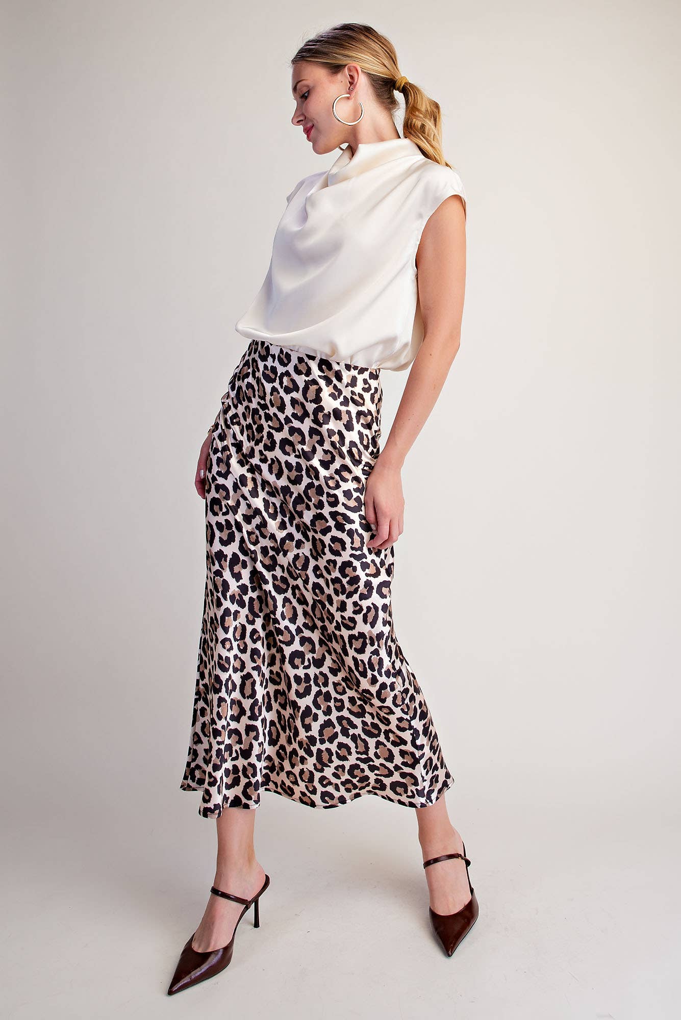 Cowl Neck Sleeveless Satin Top