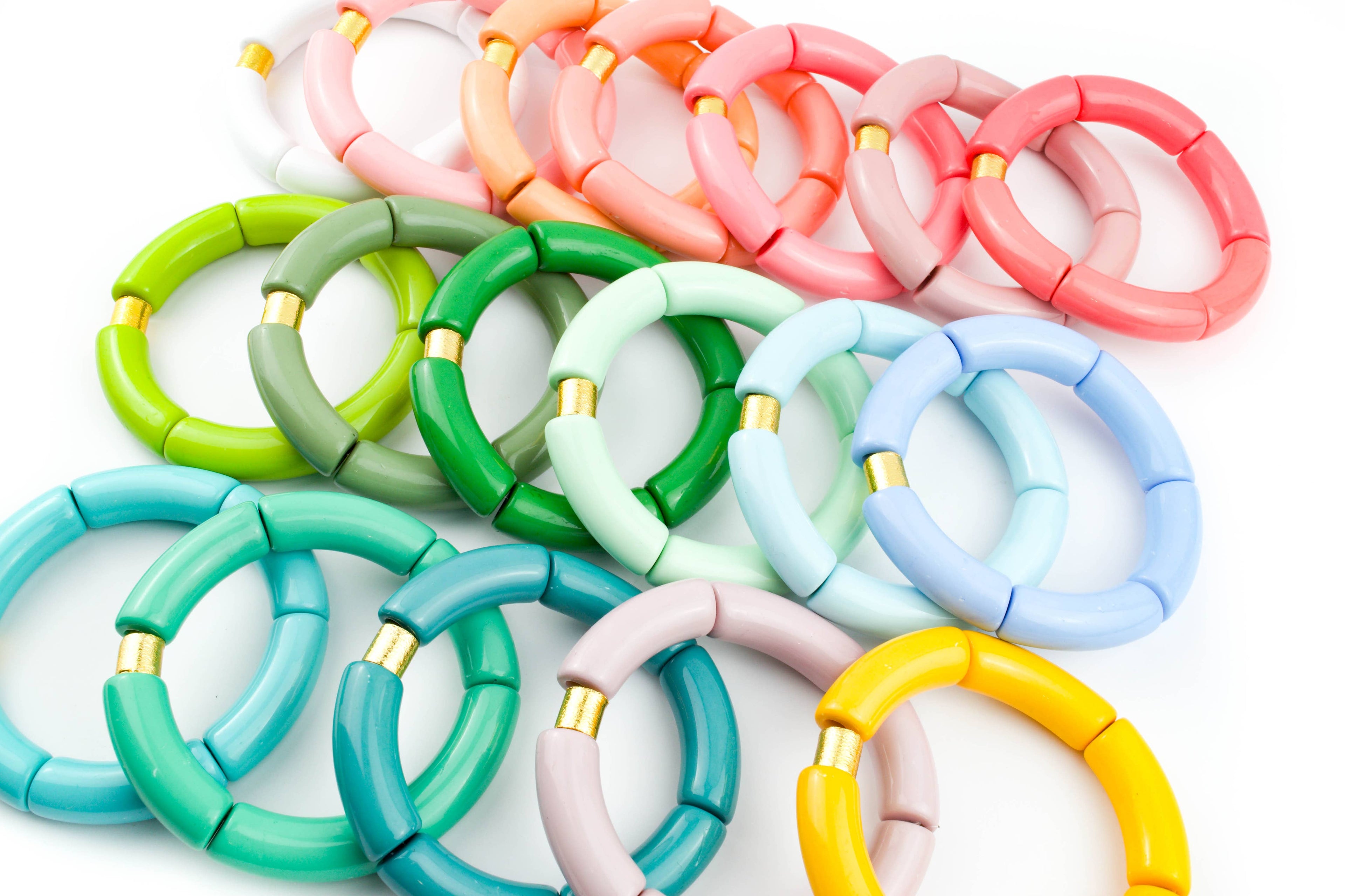 Acrylic Tube Bamboo Beaded Bracelets | Colorful