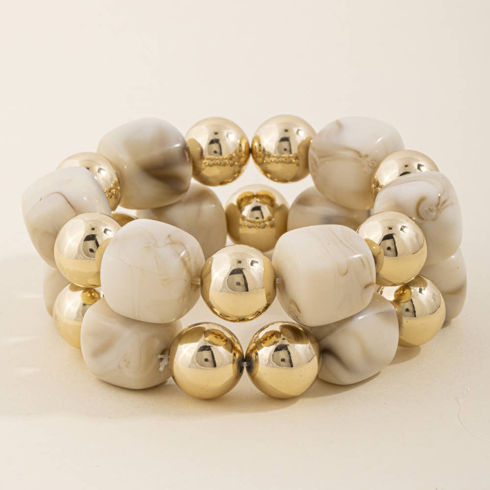 Chunky Bead Stretch Bracelet Set
