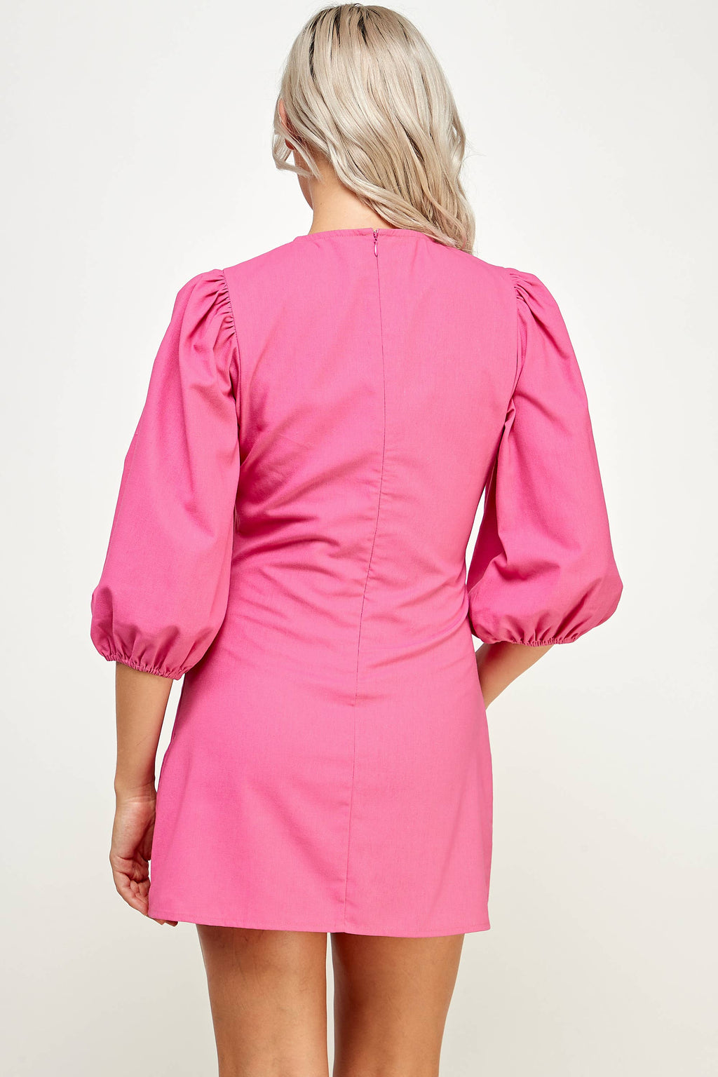 PUFF SLEEVES PINK DRESS
