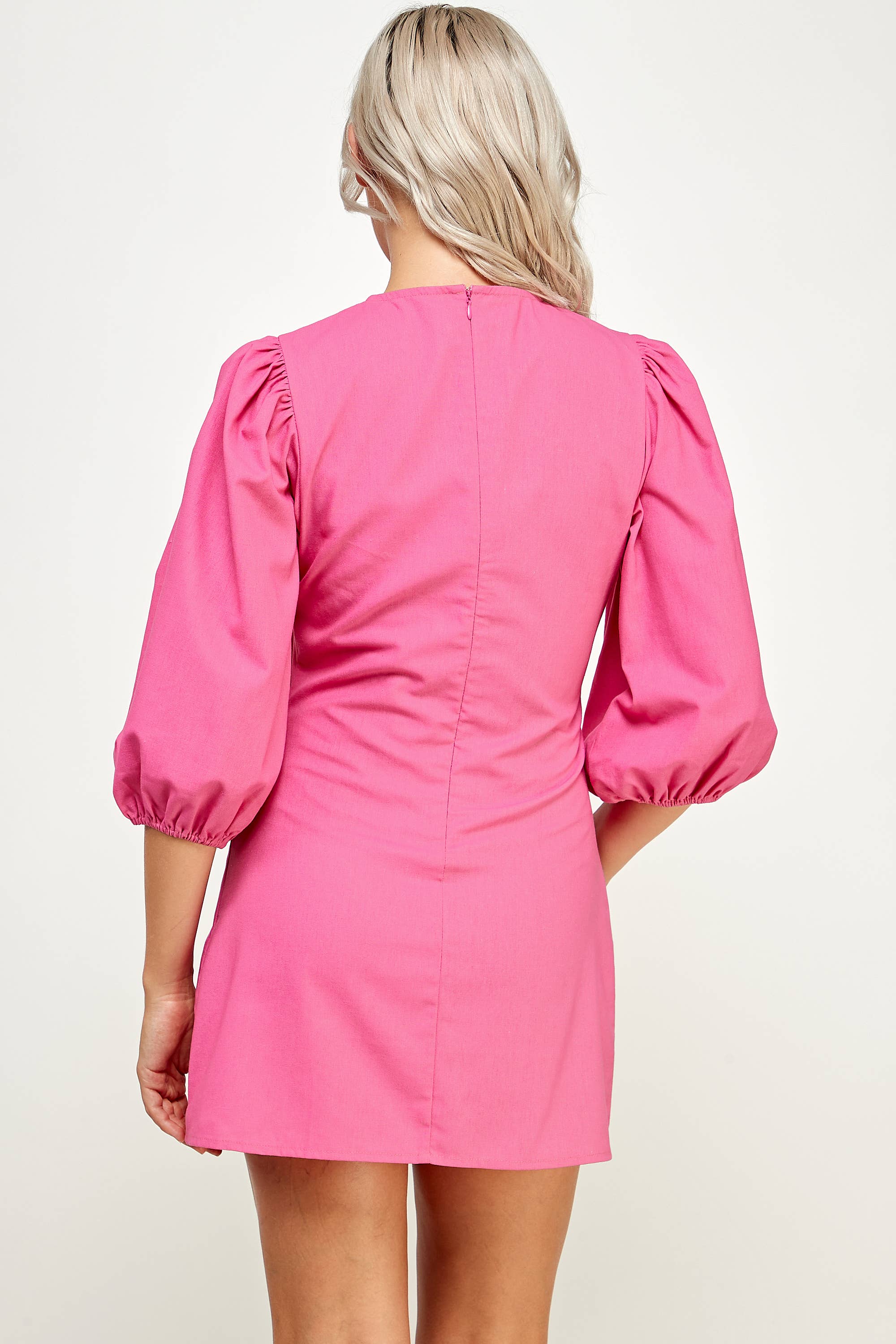PUFF SLEEVES PINK DRESS