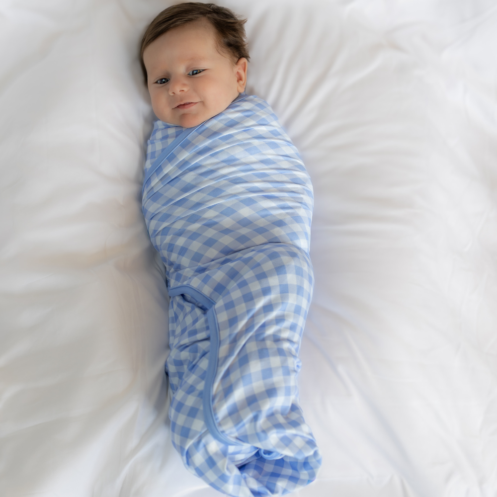 Blue Gingham Swaddle Blanket