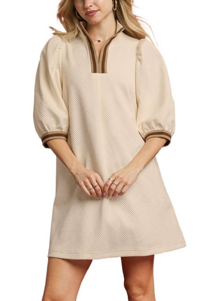 High Neck Jacquard Mini Dress