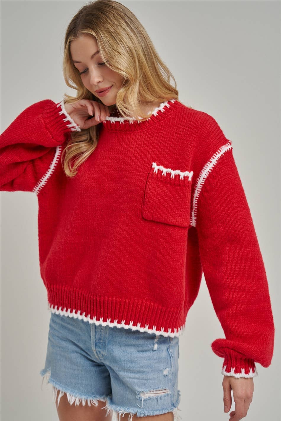 COZY HOLIDAY CHRISTMAS SWEATER TOP WITH POCKETS_JLT00451-01