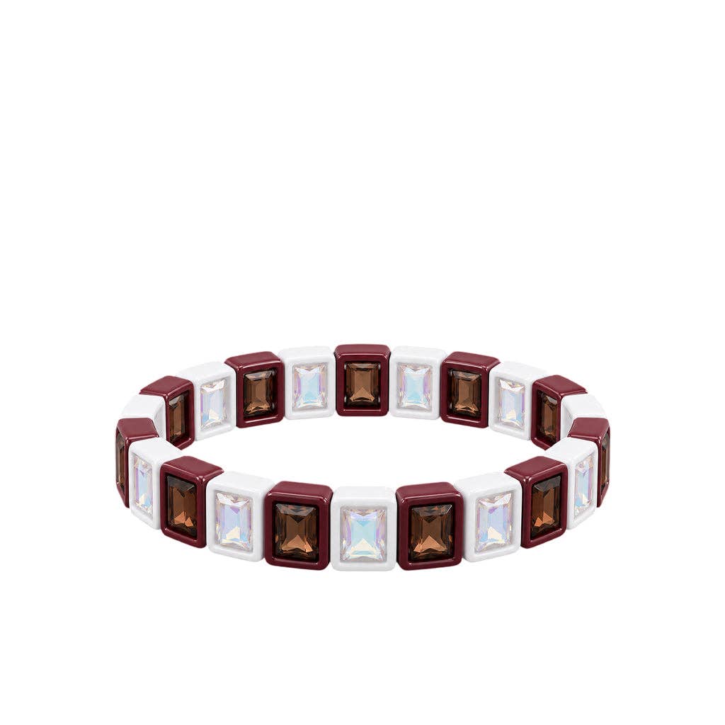 LM Maroon/White Rhinestone Bracelet