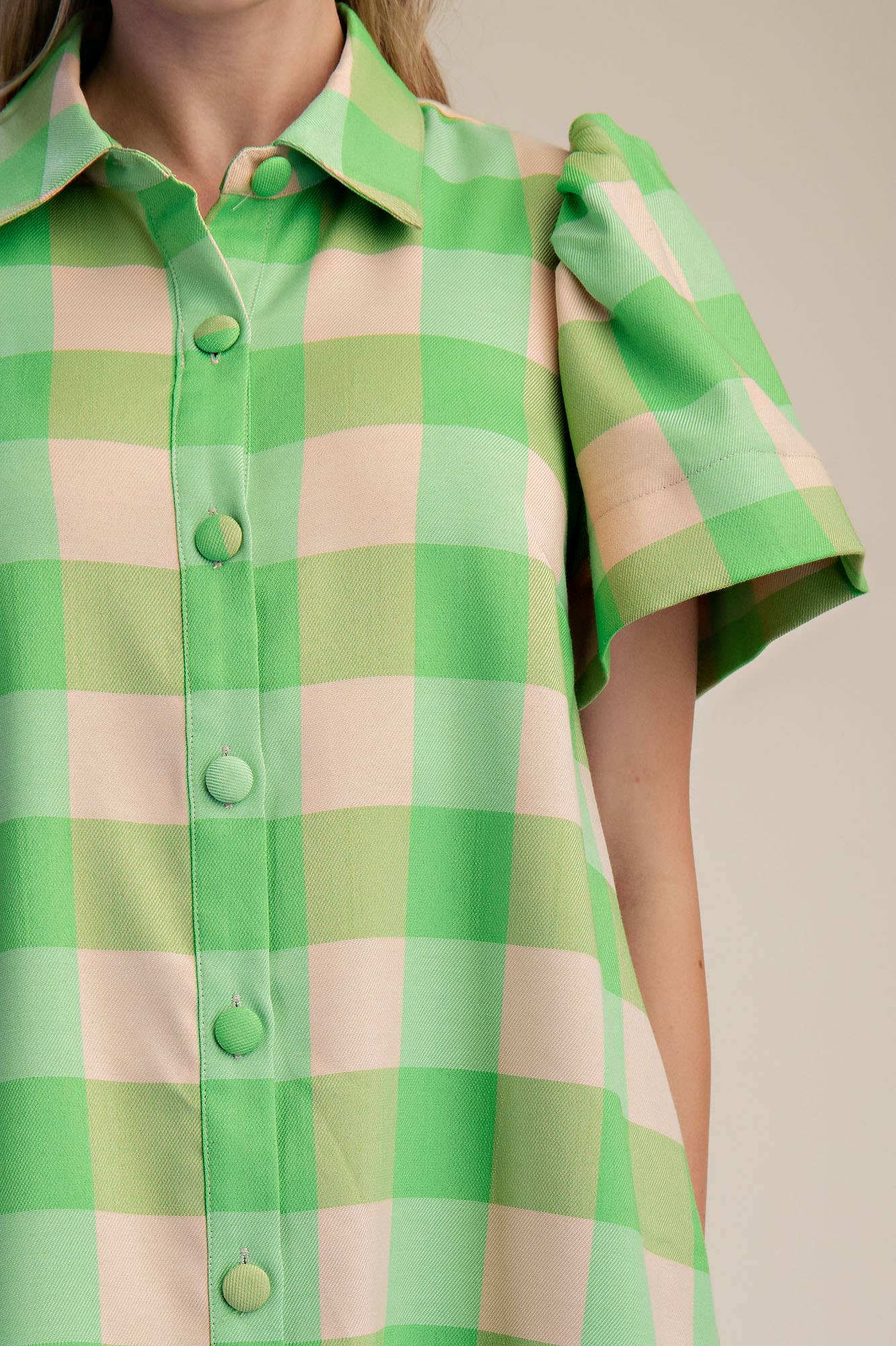 Lime Checkered Mini Dress
