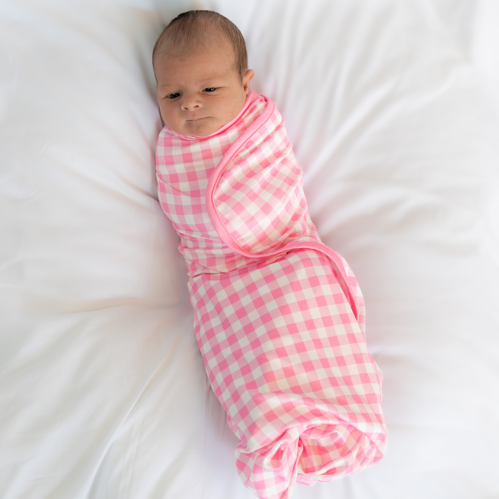 Pink Gingham Swaddle Blanket