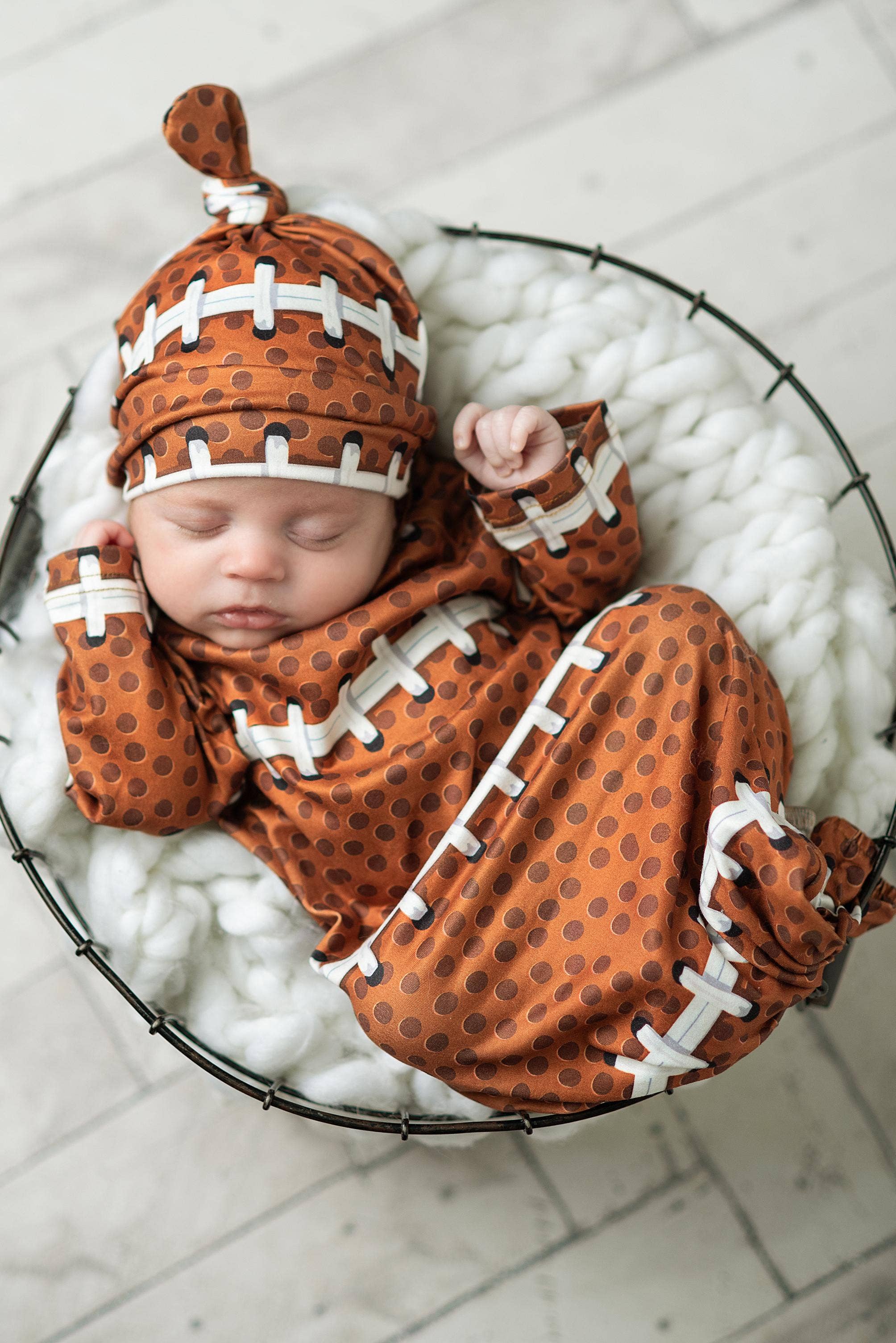 Football Baby Gown and Hat Set