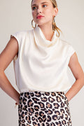 Cowl Neck Sleeveless Satin Top