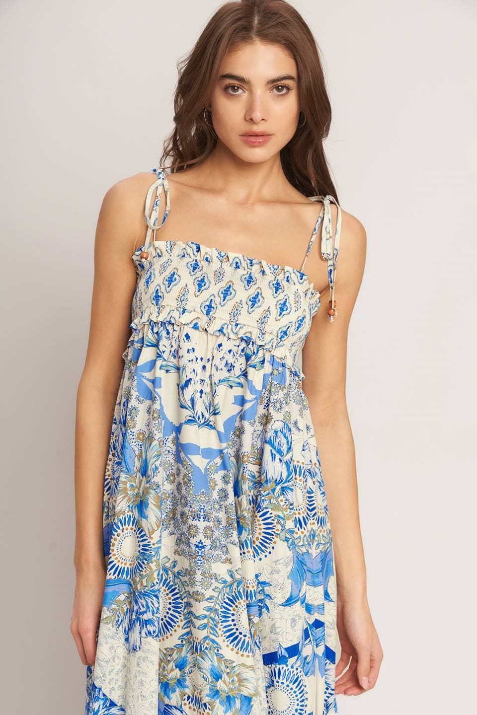 Blue Mix woven maxi dress -