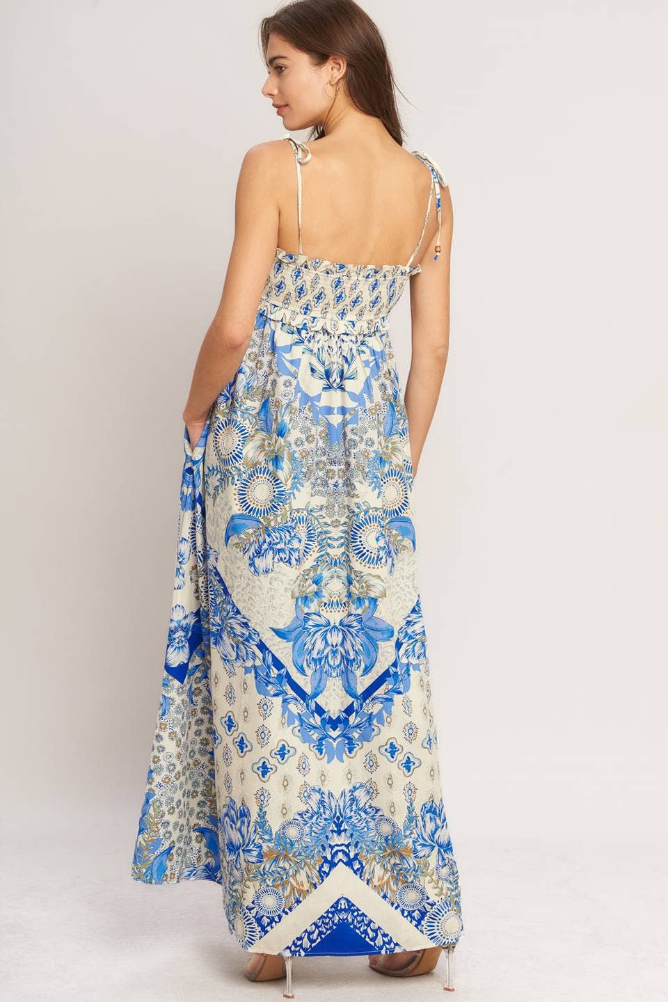 Blue Mix woven maxi dress -