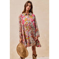 Floral Print Buttoned Tiered Dress