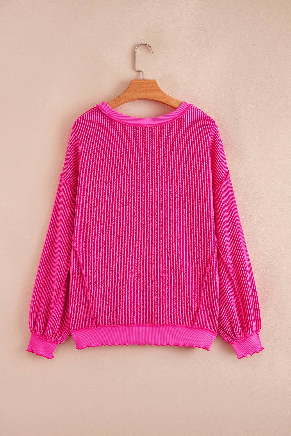 Distressed Lightweight Knit Top: Pink
